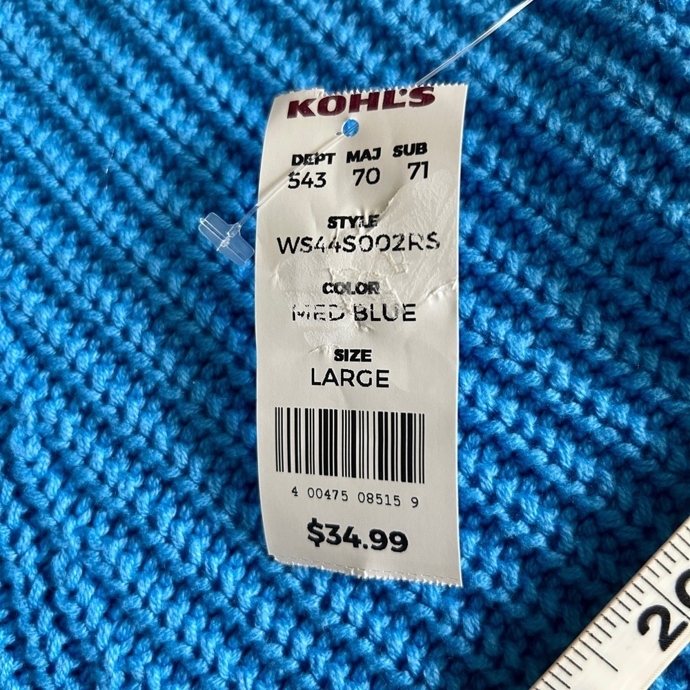 NWT Sonoma Vibrant Blue V-Neck Sweater Sz L​​​ - Picture 11 of 16